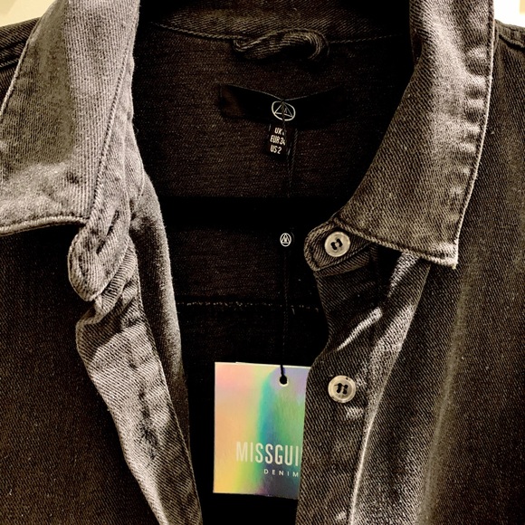 Missguided black oversized denim shirt dress - NEW - Picture 3 of 6